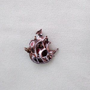 Vintage Brooch Pin Damascene Spanish Galleon Ship